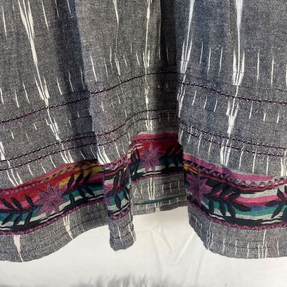 Free People New Romantics Midnight Grey Sleeveless Ikat Print Dress Sz 0 - Picture 6 of 10